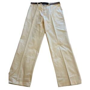 Haggar Black Label Pants Men’s Sz 38×34 Yellow Belted Flat Front Classic Fit NWT